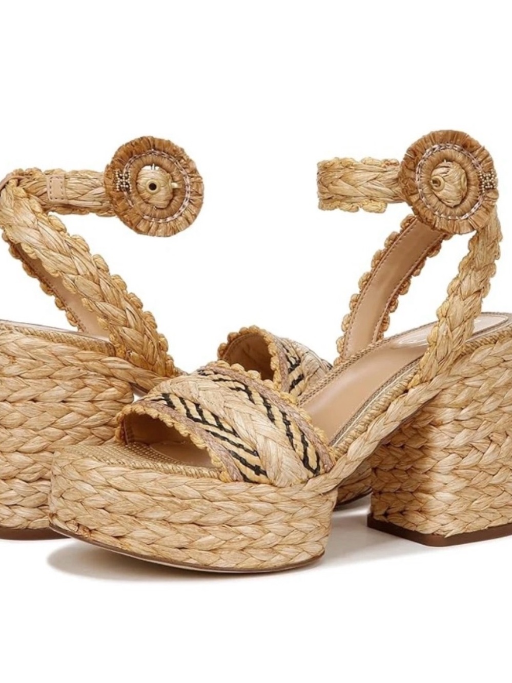 Sam Edelman Iliana Sandal Women 7.Beechwood Braided Ankle Strap Platform VER1415